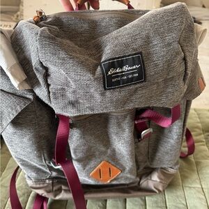 Eddie Bauer Gray and maroon strap Backpack